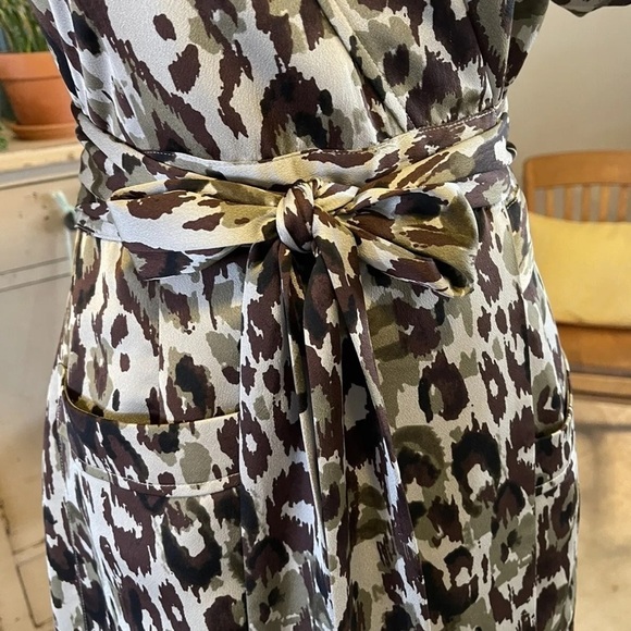 J Crew Dress Sz XS S Wrap Neutral Cheetah Animal Print Party Wedding Guest EUC - Picture 6 of 6
